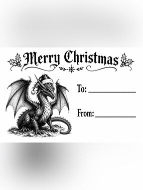 Handmade 50count Dragon Xmas Stickers